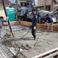 加古川の家Ⅱ基礎底盤打設