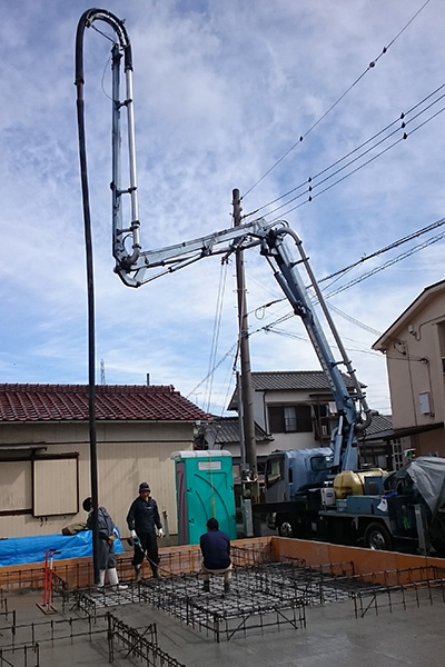 加古川の家Ⅱ基礎底盤打設3